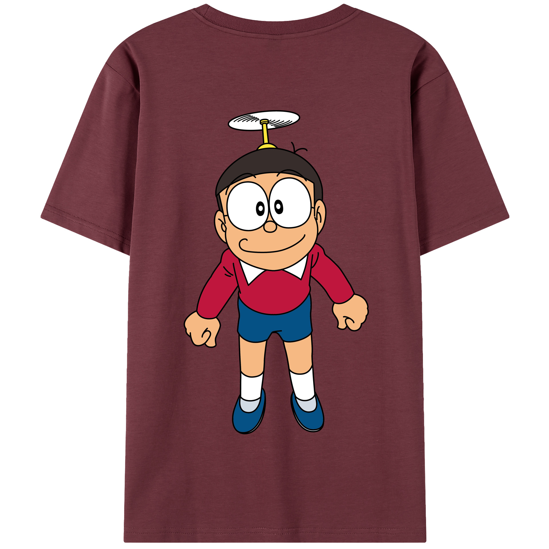（画像用） ドラえもん 野比 のび太 Doraemon Nobita Nobi 綿100％半袖Tシャツ（背面プリント）